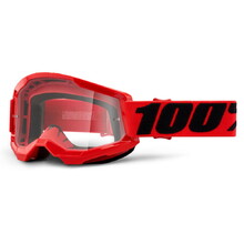 100% Strata 2 Motocross-Brille - červená, čiré plexi