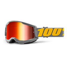 100% Strata 2 Mirror Motocross-Brille - Izipizi šedo-žlutá, zrcadlové červené plexi