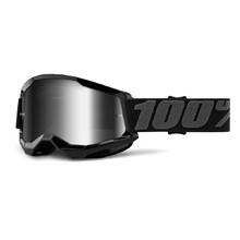 100% Strata 2 Mirror Motocross-Brille - černá, zrcadlové stříbrné plexi