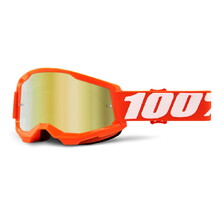 100% Strata 2 Mirror Motocross-Brille - Orange orange, spiegelgoldenes Plexiglas