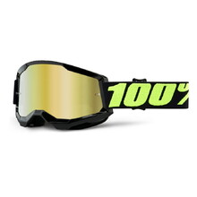 100% Strata 2 Mirror Motocross-Brille - Upsol schwarz-fluo gelb, Plexiglas spiegelgold
