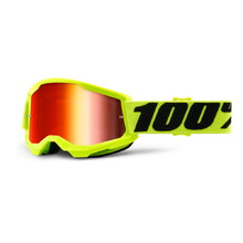 100% Strata 2 Youth Mirror Motocross-Schutzbrille für Kinder - gelb, verspiegeltes rot plexi