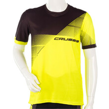 Crussis Herren-Sport-T-Shirt mit kurzen Ärmeln - schwarz/gelb fluo
