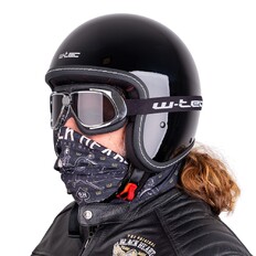 W-TEC Badachos Chopper Helm mit Atavist Schutzbrille