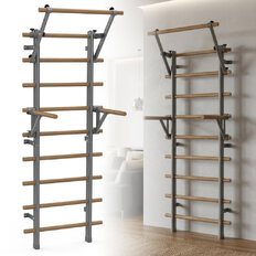 inSPORTline Wootaline Sprossenwand 199 x 80 cm mit Reck und Barren, grau