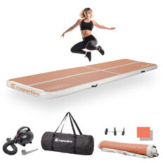 Airtrack inSPORTline Airstunt 400x100x10 cm Mocha Mousse mit elektrischer Pumpe