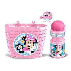 Minnie-Fahrradset (Korb, Trinkflasche, Klingel) – rosa