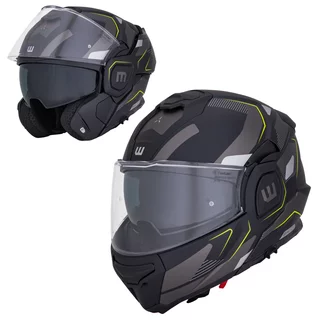 W-TEC Zoroz P/J klappbarer Motorradhelm - Matt Black-Fluo Yellow