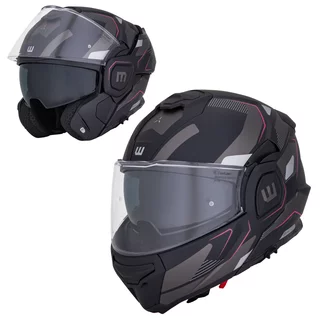 W-TEC Zoroz P/J klappbarer Motorradhelm - Matt Black-Fluo Pink