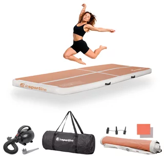 Airtrack inSPORTline Airstunt 300x100x10 cm Mocha Mousse mit elektrischer Pumpe