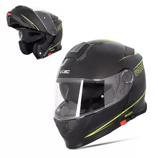 W-TEC Venero Klapphelm - Glossy Black-Neon Yellow