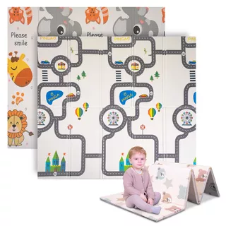 Faltbare Kindermatte inSPORTline Michlino 150x180x1,2 cm - Safari/Silnice