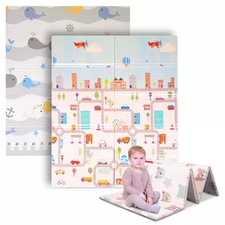 Faltbare Kindermatte inSPORTline Michlino 180x160x1,2 cm - Město/Velryby