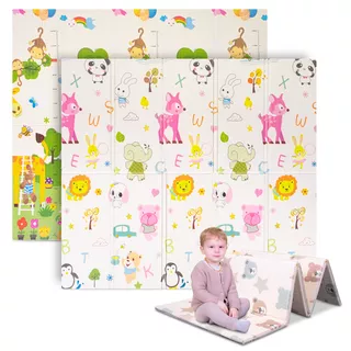 Faltbare Kindermatte inSPORTline Michlino 180x200x1,2 cm - Zvířátka abc/Zvířatka louka