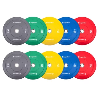 Set mit 2x5 Stück Gummischeiben inSPORTline Bumper Plate Go, 2 x 5–25 kg, 50 mm