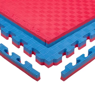 Puzzle-Tatami-Matte inSPORTline Malmeida 100x100x4 cm - červeno-modrá, vzor 5 proužků