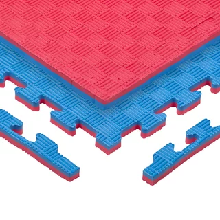 inSPORTline Sazegul 100x100x2 cm Puzzle Tatami-Matte - červeno-modrá, vzor 5 proužků