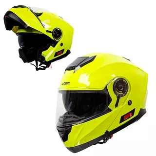 W-TEC Cullo aufklappbarer Motorradhelm - fluo gelb