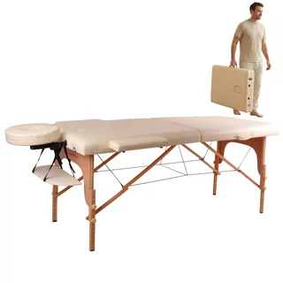 inSPORTline Taisage Massageliege 2-teilig aus Holz - cremegelb