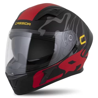 Motorradhelm Cassida Orbit Multivers schwarz matt/rot/grau/gelb