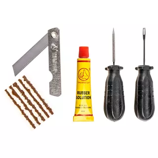 Kleines Reparaturset für Motorrad-/Fahrradreifen in Textilverpackung Daumen hoch