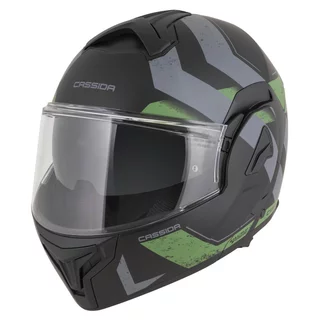 Cassida MultiFlip Korp P/J Klapp-Motorradhelm - černá matná/zelená/šedá