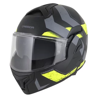 Cassida MultiFlip Korp P/J Klapp-Motorradhelm - schwarz matt/gelb hivis/grau