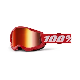 Motocrossbrille 100% Strata 2 New Mirror - Červená, červené plexi