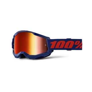 Motocrossbrille 100% Strata 2 New Mirror - Modré, červené plexi