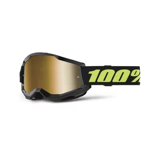 Motocrossbrille 100% Strata 2 New Mirror - Solar černé, zlaté plexi