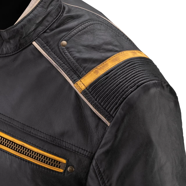 Herren Leder Motorradjacke W-TEC Traction - schwarz