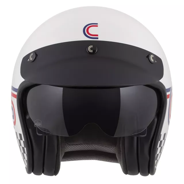 Cassida Oxygen Rondo 2.0 Motorradhelm weiß Perle/rot/blau/schwarz