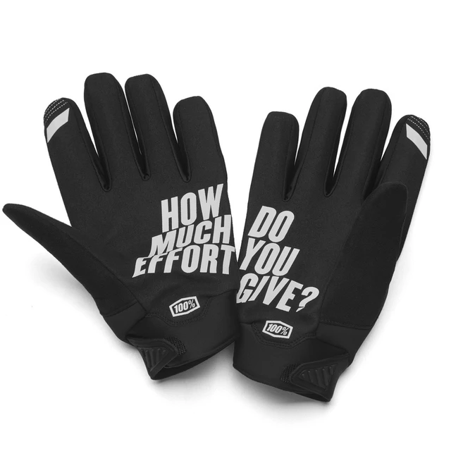 Herren Motocross- und Fahrradhandschuhe 100% Brisker schwarz - schwarz