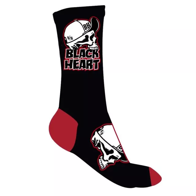 BLACK HEART Cap Skull Socken - rot-schwarz