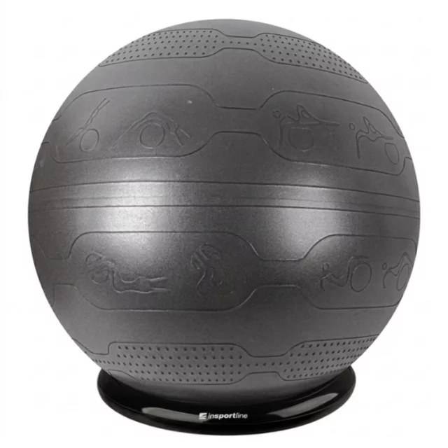 Gymnastikball inSPORTline Stretch Ball 75 cm mit BallBase - mocha mousse - schwarz