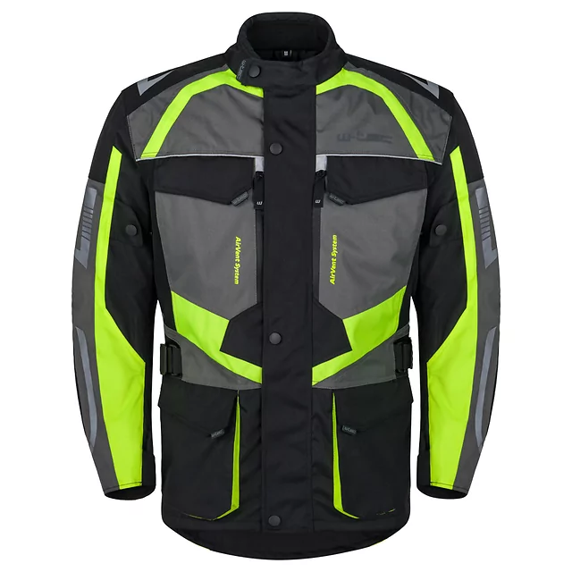 W-TEC Burdys Evo Herren-Motorradjacke - schwarz-grau-grün