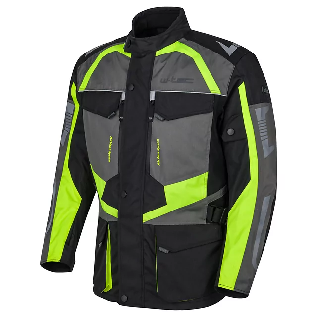 W-TEC Burdys Evo Herren-Motorradjacke - schwarz-grau-grün