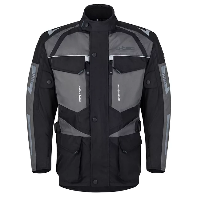 W-TEC Burdys Evo Herren-Motorradjacke - schwarz-grau-grün