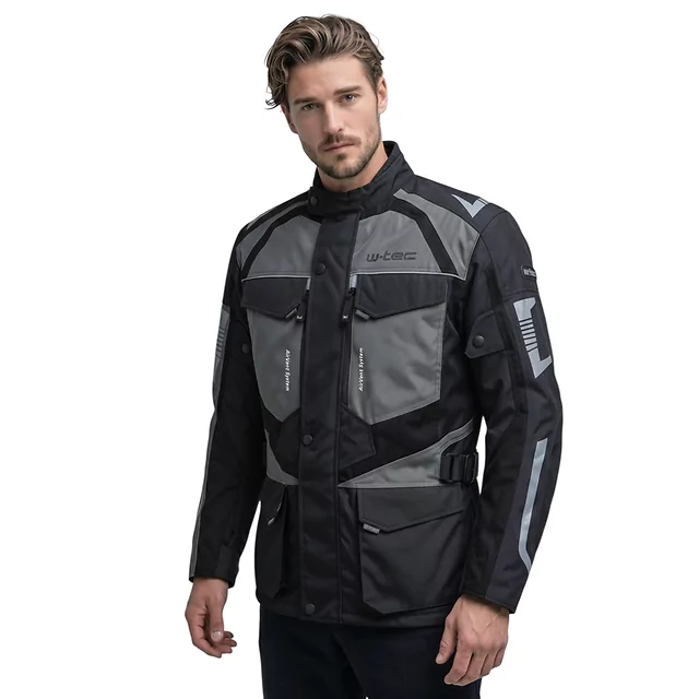 W-TEC Burdys Evo Herren-Motorradjacke - schwarz-grau-grün