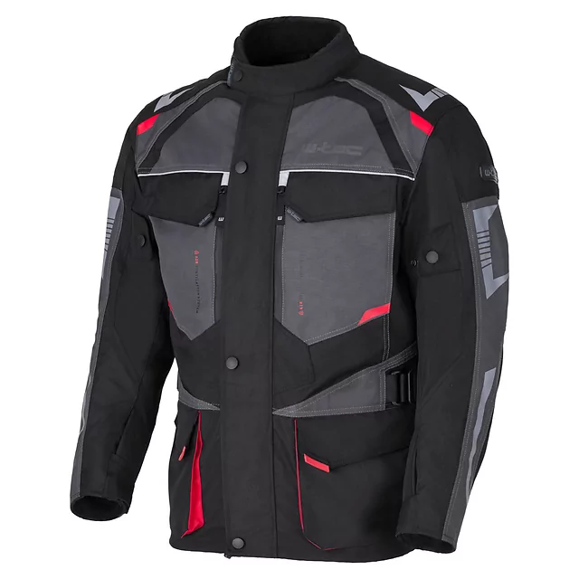 W-TEC Burdys Evo Herren-Motorradjacke - schwarz-grau-rot