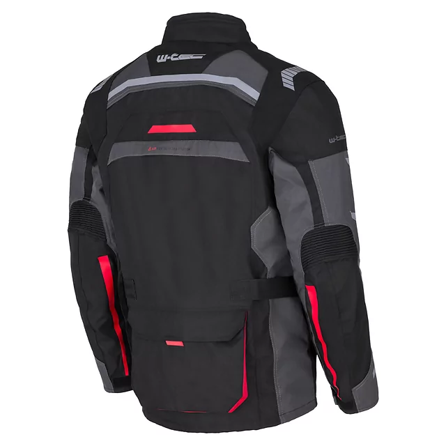 W-TEC Burdys Evo Herren-Motorradjacke - schwarz-grau-rot