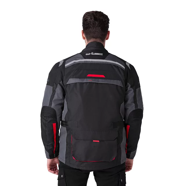 W-TEC Burdys Evo Herren-Motorradjacke - schwarz-grau-rot