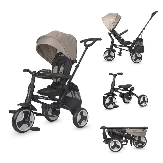 Coccolle Spectra Dreirad mit Führungsstange - Turquoise Tide - Greystone