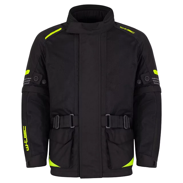 W-TEC Pinapoco Kinder Wachsende Moto Jacke - schwarz-fluo