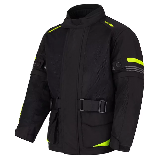 W-TEC Pinapoco Kinder Wachsende Moto Jacke - schwarz-fluo