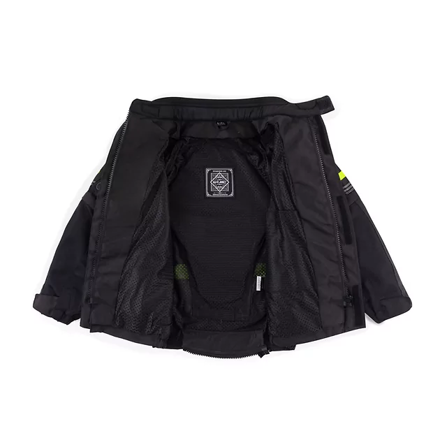 W-TEC Pinapoco Kinder Wachsende Moto Jacke - schwarz-fluo