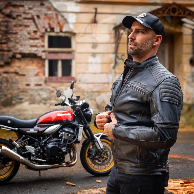 W-TEC Mungelli EVO Motorrad-Lederjacke - vintage černo-hnědá