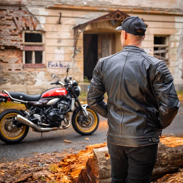 W-TEC Mungelli EVO Motorrad-Lederjacke - vintage černo-hnědá
