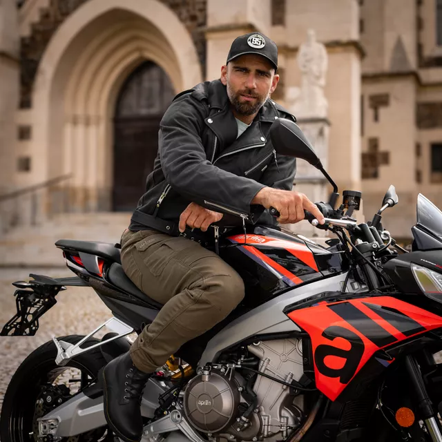 W-TEC Brineo Herren Lederjacke - mattschwarz