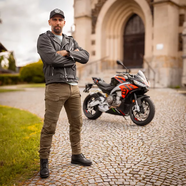 W-TEC Brineo Herren Lederjacke - mattschwarz